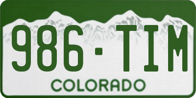 CO license plate 986TIM