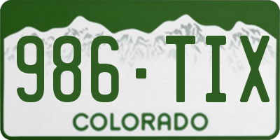 CO license plate 986TIX
