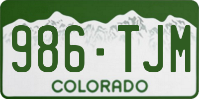 CO license plate 986TJM