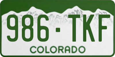 CO license plate 986TKF