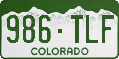 CO license plate 986TLF