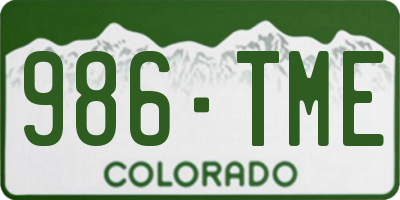 CO license plate 986TME