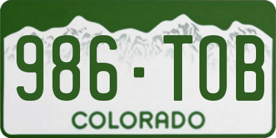 CO license plate 986TOB