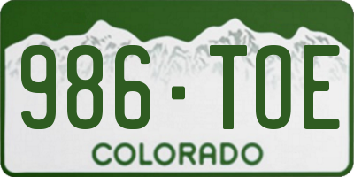 CO license plate 986TOE