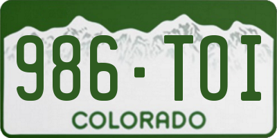 CO license plate 986TOI