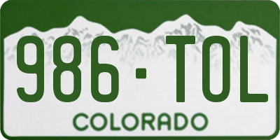 CO license plate 986TOL