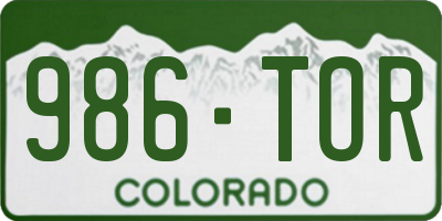 CO license plate 986TOR