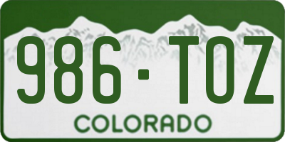 CO license plate 986TOZ