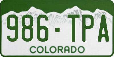CO license plate 986TPA