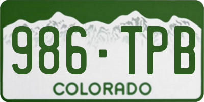 CO license plate 986TPB