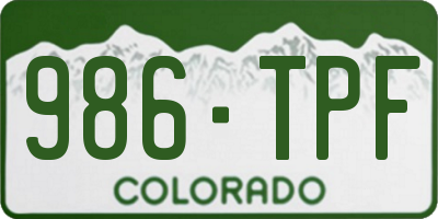 CO license plate 986TPF