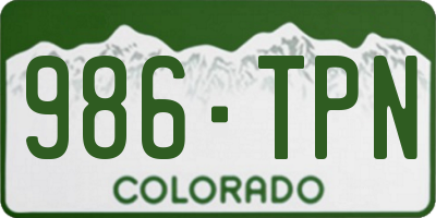 CO license plate 986TPN