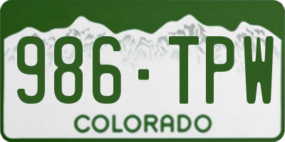 CO license plate 986TPW