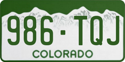 CO license plate 986TQJ