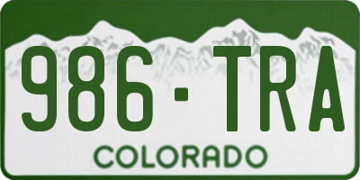 CO license plate 986TRA