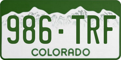 CO license plate 986TRF