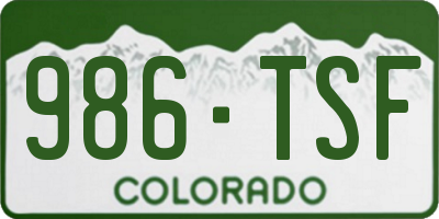 CO license plate 986TSF