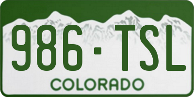 CO license plate 986TSL