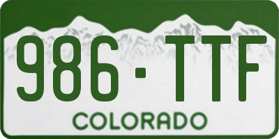CO license plate 986TTF
