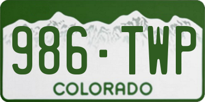 CO license plate 986TWP