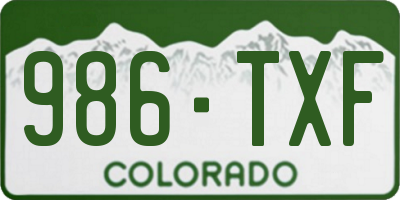 CO license plate 986TXF