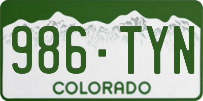 CO license plate 986TYN