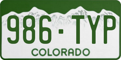 CO license plate 986TYP