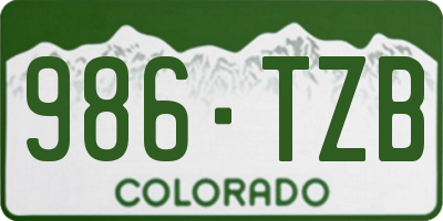 CO license plate 986TZB