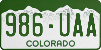 CO license plate 986UAA