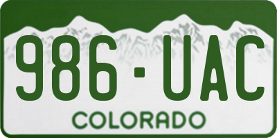 CO license plate 986UAC
