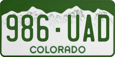 CO license plate 986UAD