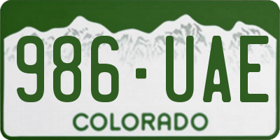 CO license plate 986UAE