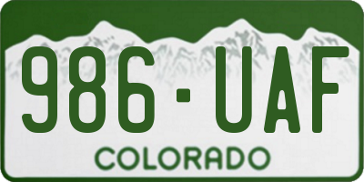 CO license plate 986UAF
