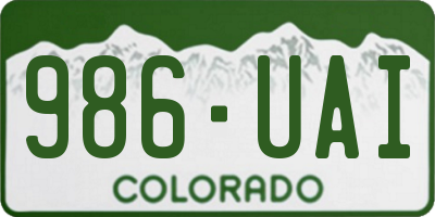 CO license plate 986UAI