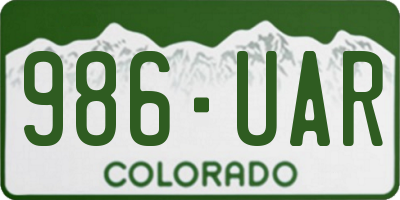 CO license plate 986UAR