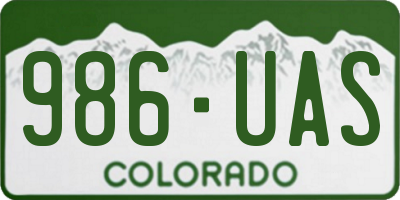 CO license plate 986UAS