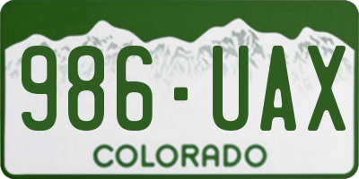 CO license plate 986UAX