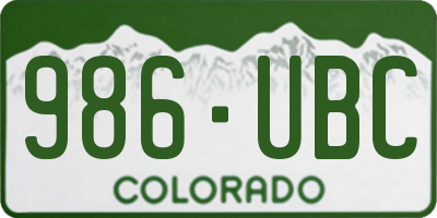 CO license plate 986UBC