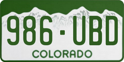 CO license plate 986UBD