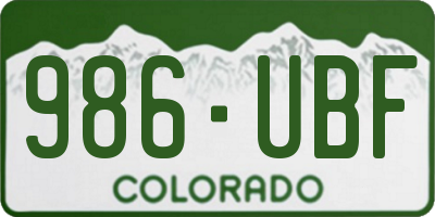 CO license plate 986UBF