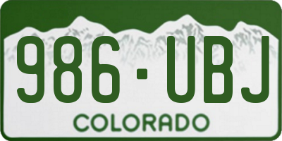 CO license plate 986UBJ