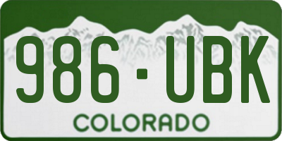 CO license plate 986UBK