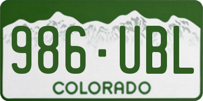 CO license plate 986UBL