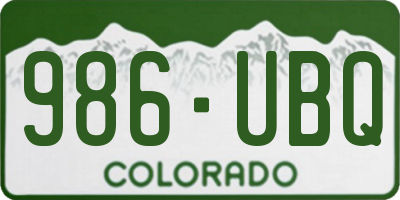 CO license plate 986UBQ