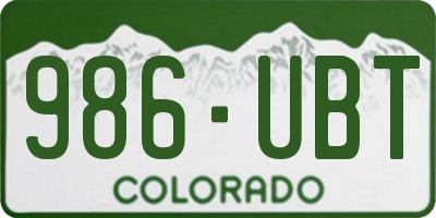 CO license plate 986UBT