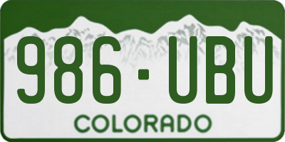 CO license plate 986UBU