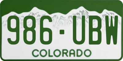 CO license plate 986UBW