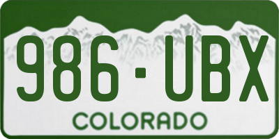CO license plate 986UBX