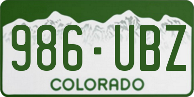 CO license plate 986UBZ