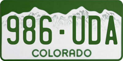 CO license plate 986UDA